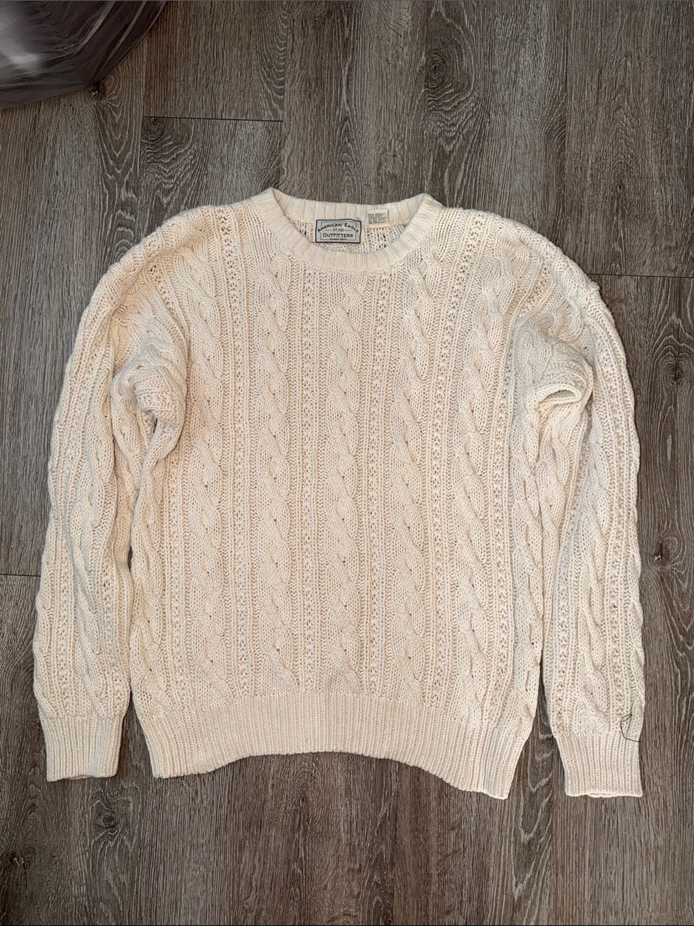 Vintage American Eagle Fisherman Cable Knit Crewneck Sweater small pullover